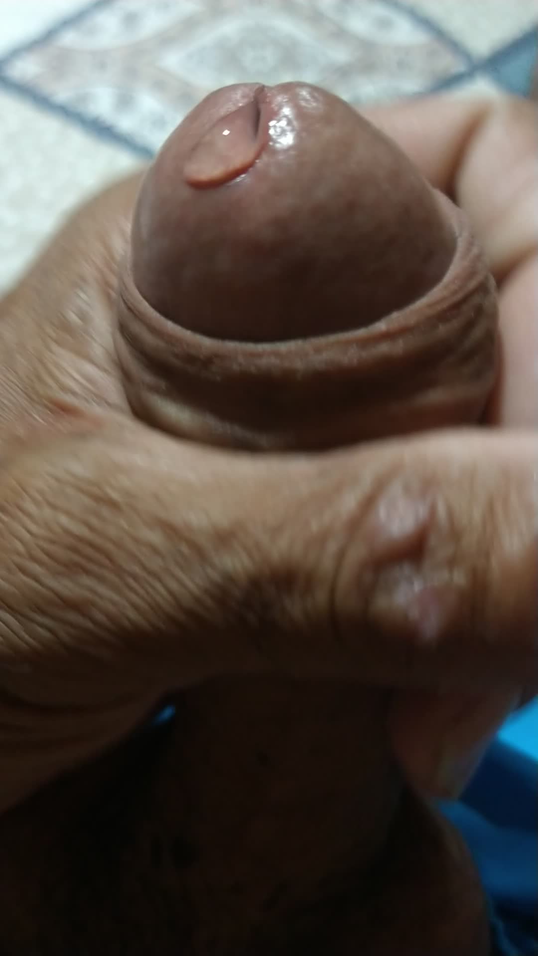 Masturbação com pênis molhadinho e pre-semen